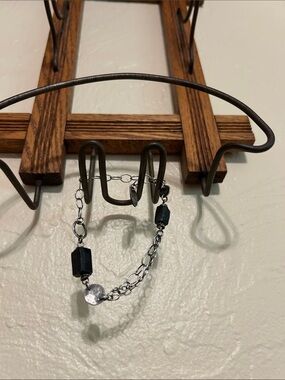 Black Bead Double-Chain Bracelet
